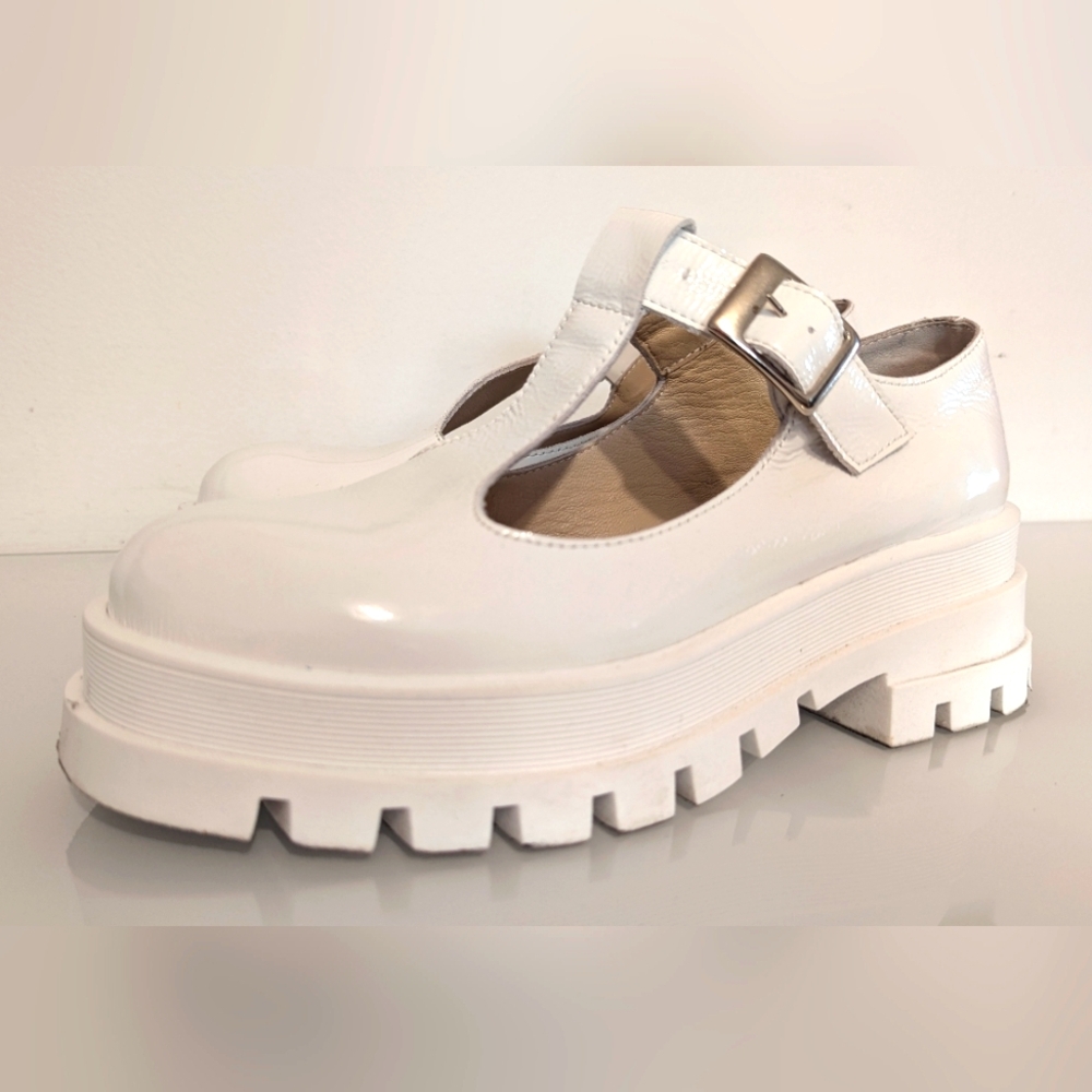 L'INTERVALLE White Patent Mary Jane Platform Shoes